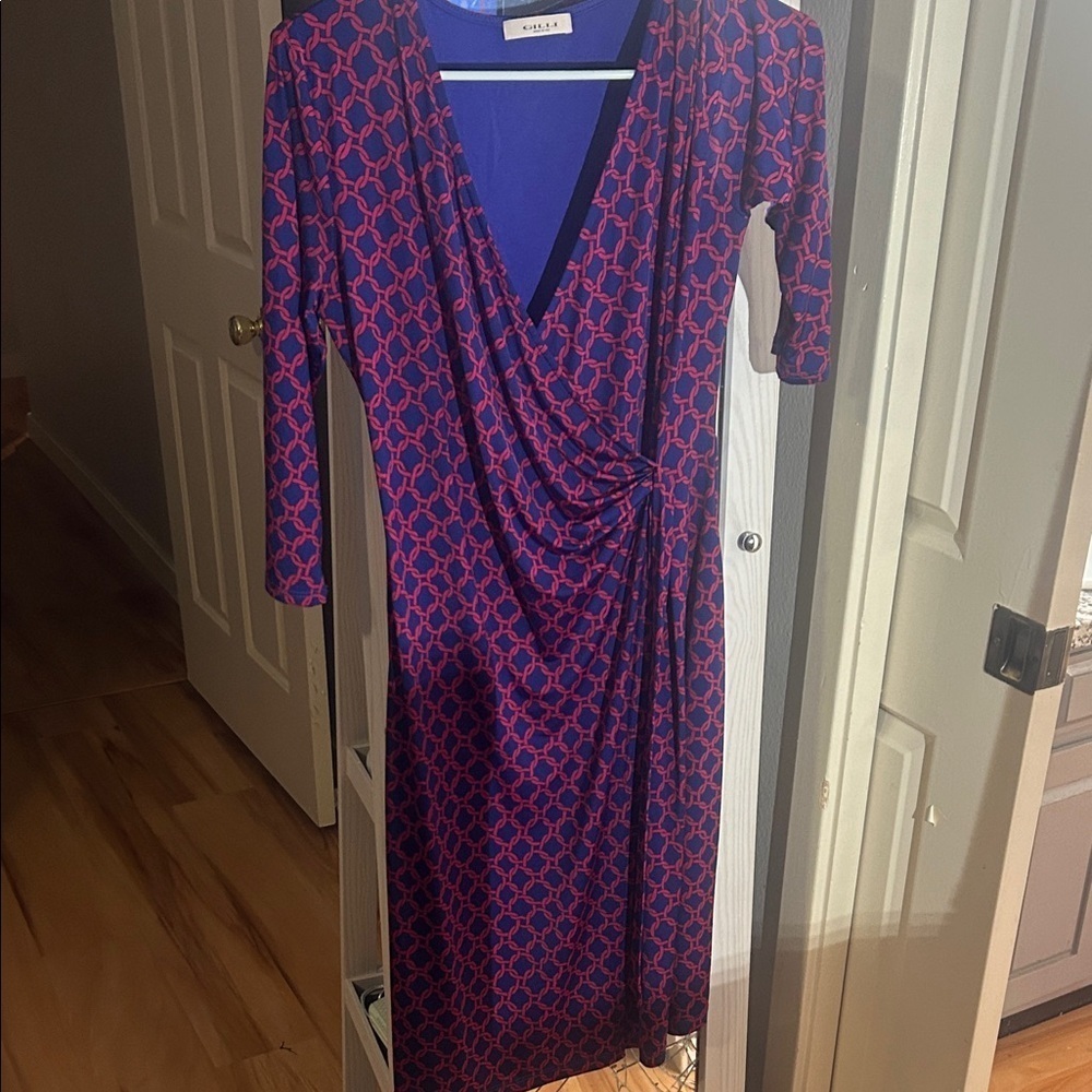 Gilli Long Sleeve Dress in Purple and Pink Pattern